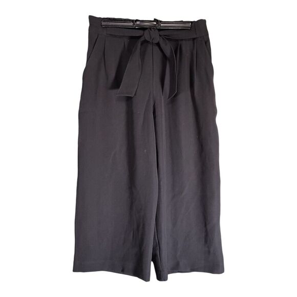 Lululemon Noir Crop Pants Wide Leg Elastic Waist Tie Black Women's 2 - Picture 1 of 4